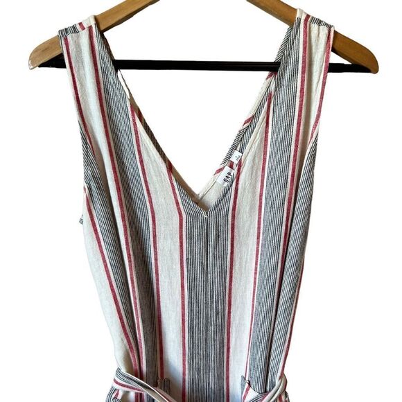 Gap Cream Red Grey Linen Capri Jumpsuit - Picture 5 of 12